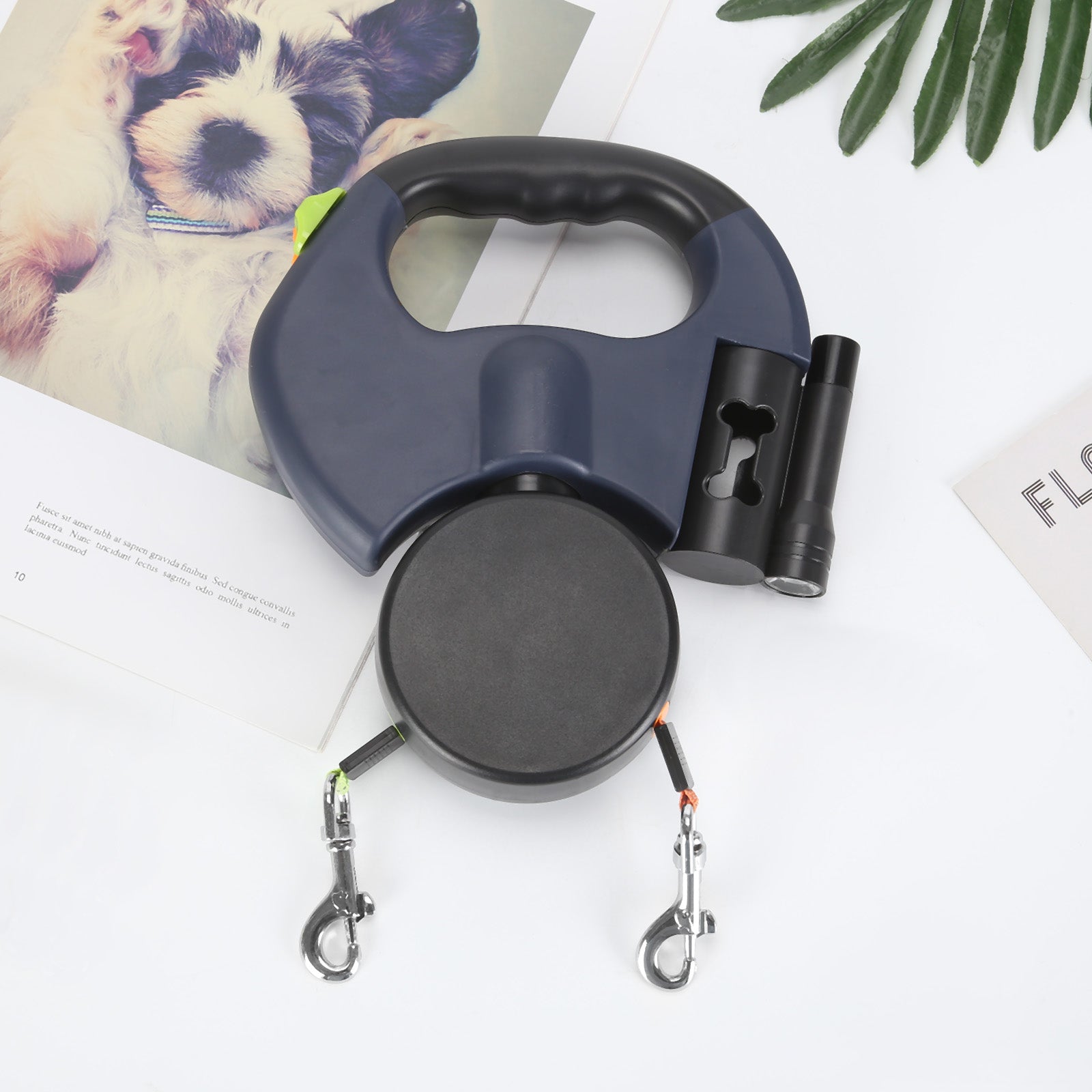 TierDuo FlexLeine – Einziehbare Doppelleine mit LED für 2 Tiere