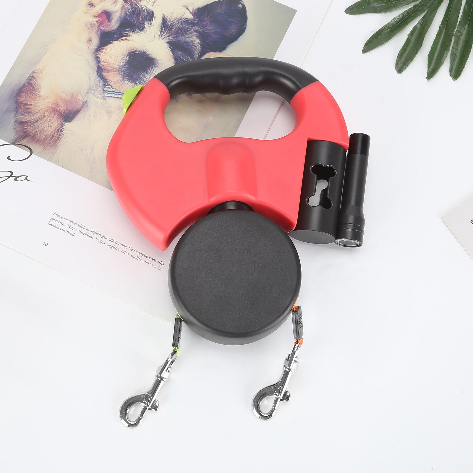 TierDuo FlexLeine – Einziehbare Doppelleine mit LED für 2 Tiere