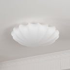 Rund loftlampe med stofskærm og E27 fatning