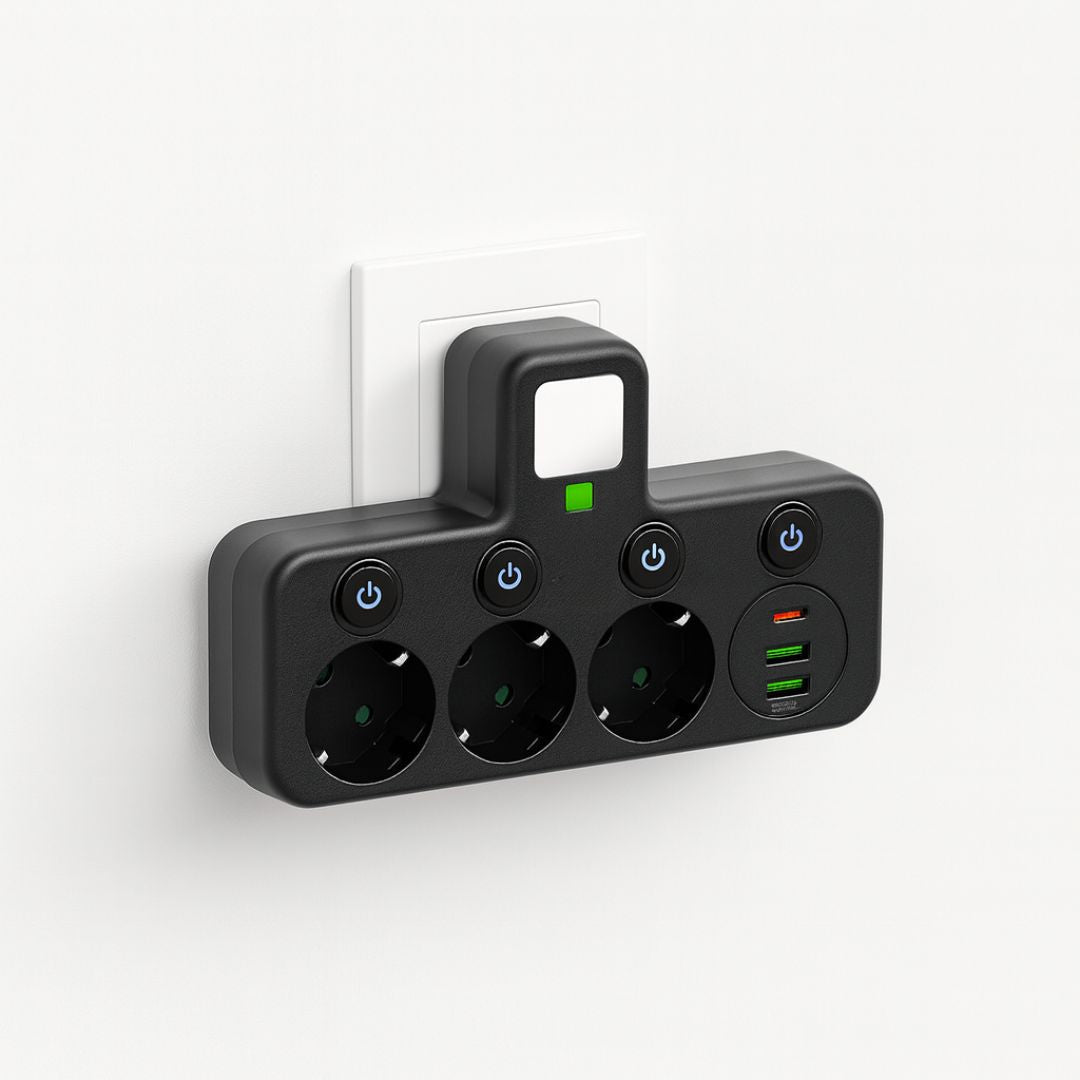 PowerGrid flerstikdåse med USB og USB-C