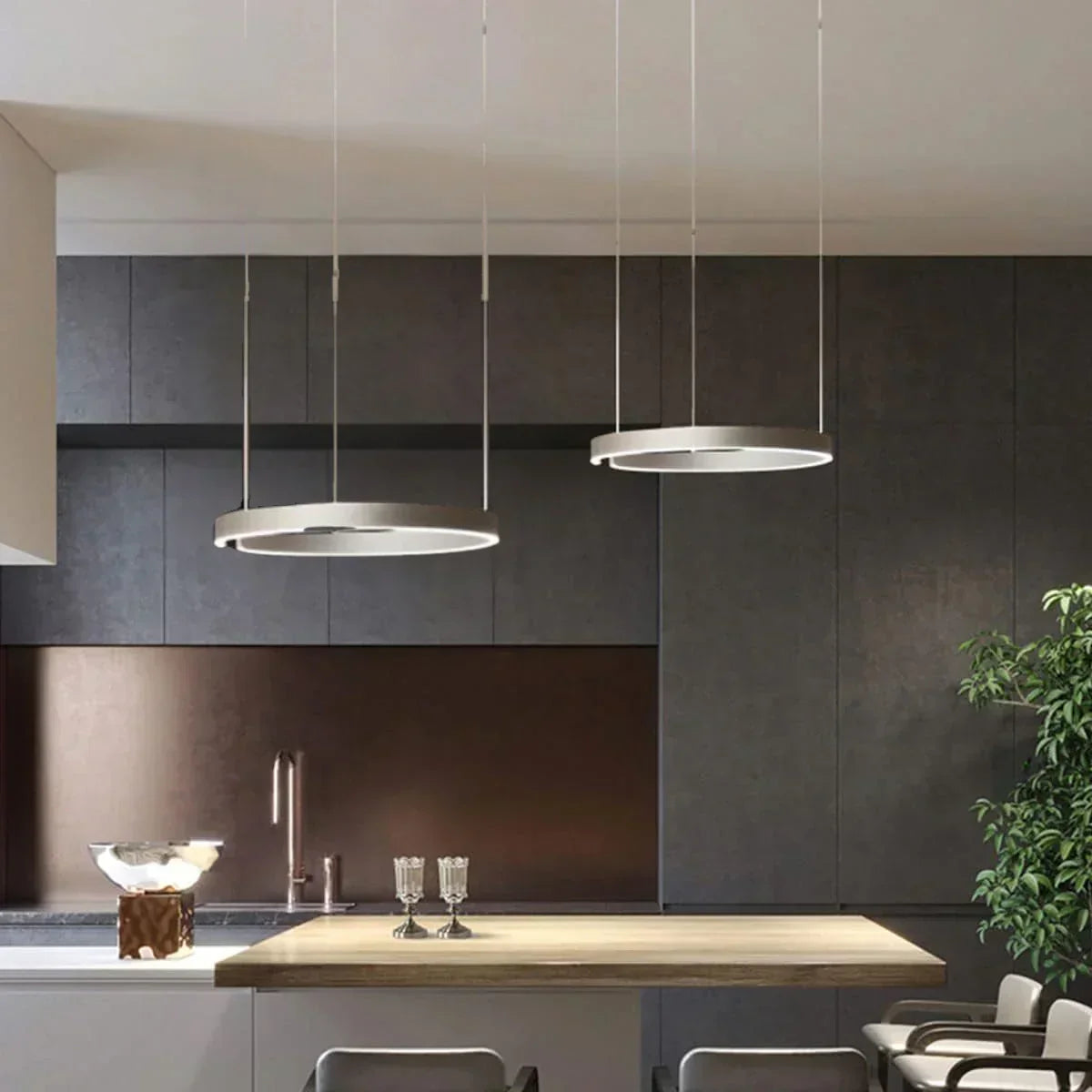 Lysring LED pendel rund tidssvarende loftlampe