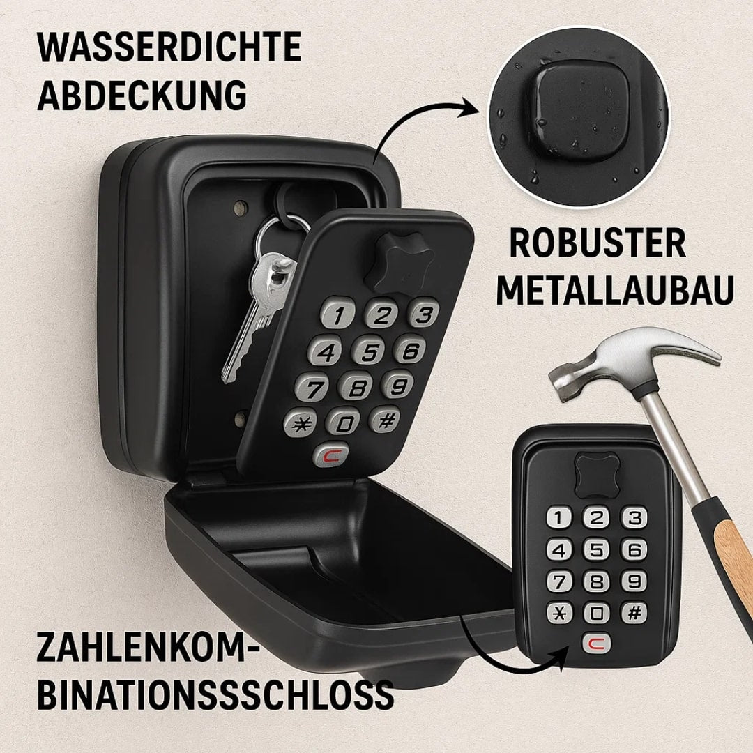 SchlüsselGuard Code-Tresor – Wodoodporny sejf na klucze do użytku zewnętrznego