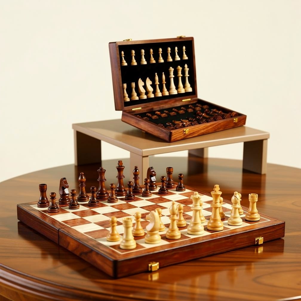 RoyalBrett Schachspiel aus Holz Faltbar mit Schachfiguren