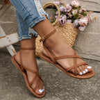 Calivana KreuzSchritt Damen Sandalen mit Knöchelriemen und Schnalle