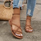 Calivana KreuzSchritt Damen Sandalen mit Knöchelriemen und Schnalle