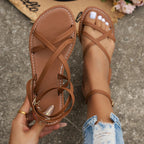 Calivana KreuzSchritt Damen Sandalen mit Knöchelriemen und Schnalle