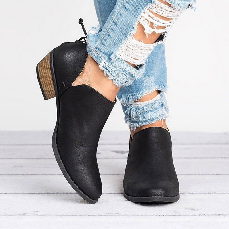 Eleganta CitySchritt Damen Stiefeletten mit Blockabsatz und Reißverschluss