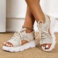 Avenica StrickSchritt Damen Plateau Sandalen mit Schnürung
