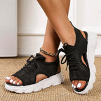 Avenica StrickSchritt Damen Plateau Sandalen mit Schnürung
