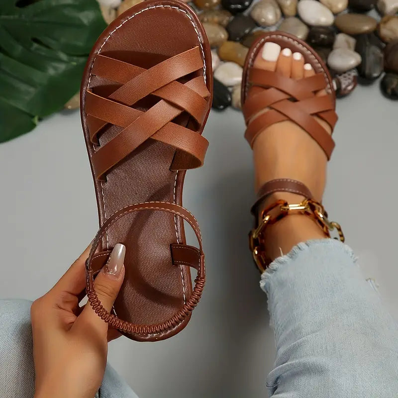 Marovia FlechtSchritt Damen Slingback Sandalen mit Flechtriemen