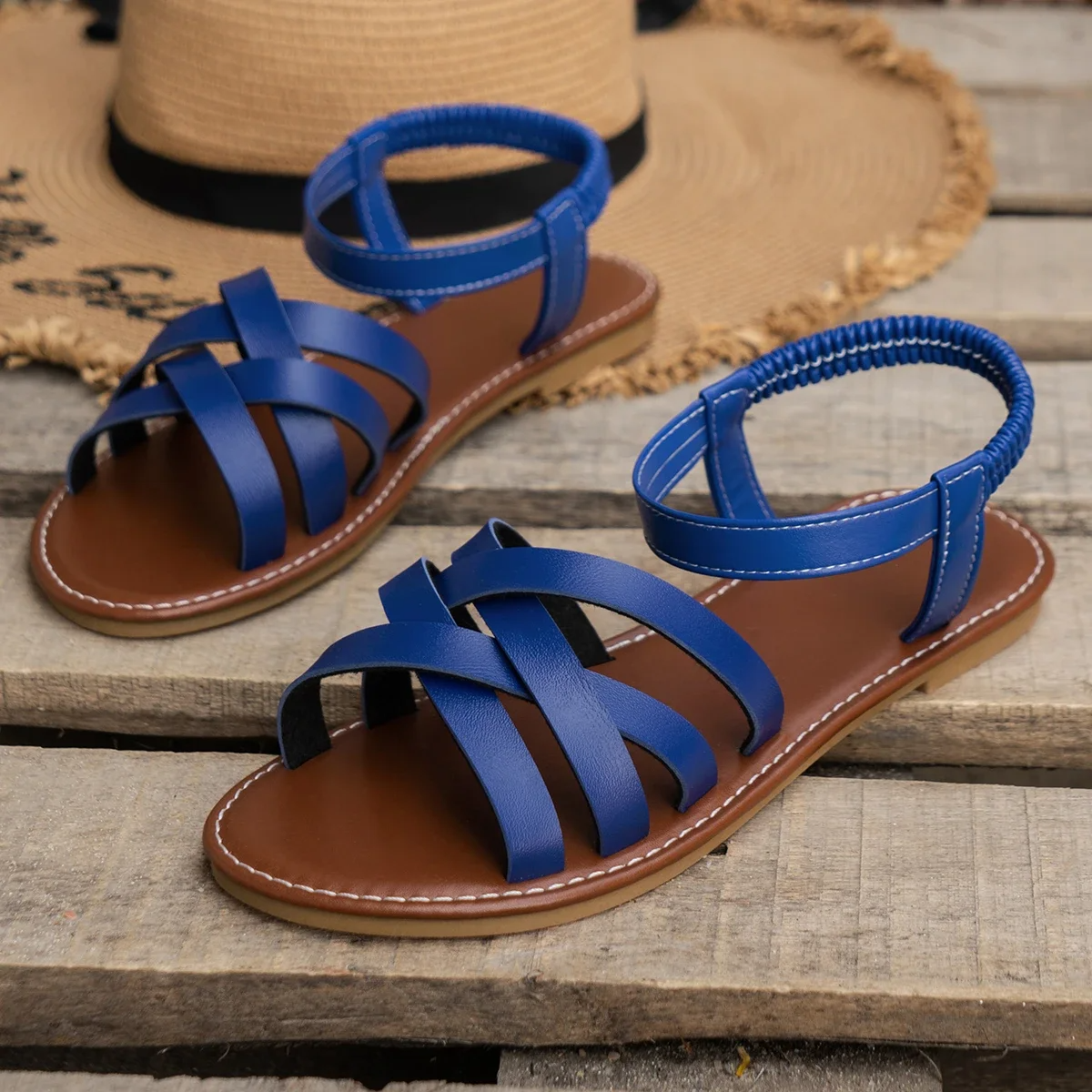 Marovia FlechtSchritt Damen Slingback Sandalen mit Flechtriemen