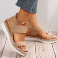 Soleria SommerSchritt Damen Plateau Espadrille Sandalen mit Kreuzriemen