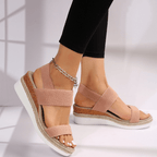 Soleria SommerSchritt Damen Plateau Espadrille Sandalen mit Kreuzriemen