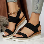 Soleria SommerSchritt Damen Plateau Espadrille Sandalen mit Kreuzriemen