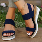 Soleria SommerSchritt Damen Plateau Espadrille Sandalen mit Kreuzriemen