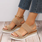 Soleria SommerSchritt Damen Plateau Espadrille Sandalen mit Kreuzriemen