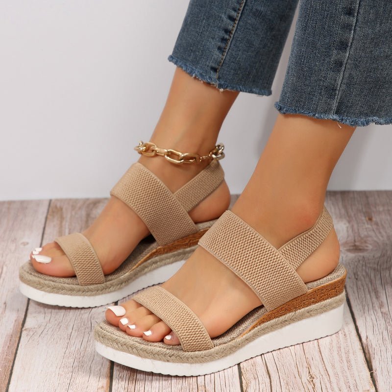 Soleria SommerSchritt Damen Plateau Espadrille Sandalen mit Kreuzriemen