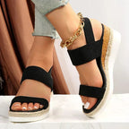 Soleria SommerSchritt Damen Plateau Espadrille Sandalen mit Kreuzriemen