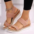 Soleria SommerSchritt Damen Plateau Espadrille Sandalen mit Kreuzriemen