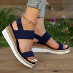 Soleria SommerSchritt Damen Plateau Espadrille Sandalen mit Kreuzriemen
