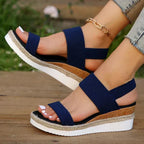 Soleria SommerSchritt Damen Plateau Espadrille Sandalen mit Kreuzriemen